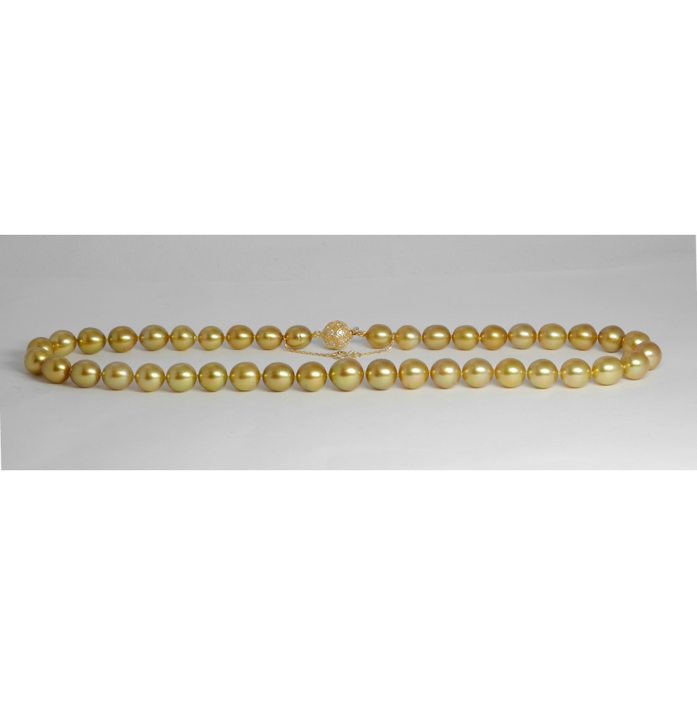 Collier Argent Sterling Avec Perle Des Mers Du Sud Dorée - Perles De Culture & Grenat - Marque ROSEMIMOSA