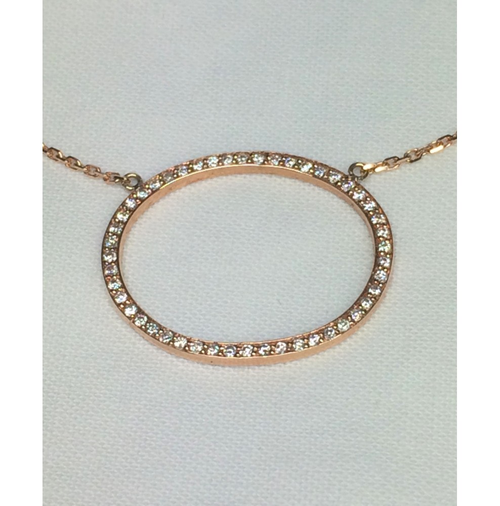 collier or rose collier ovale or rose diamants