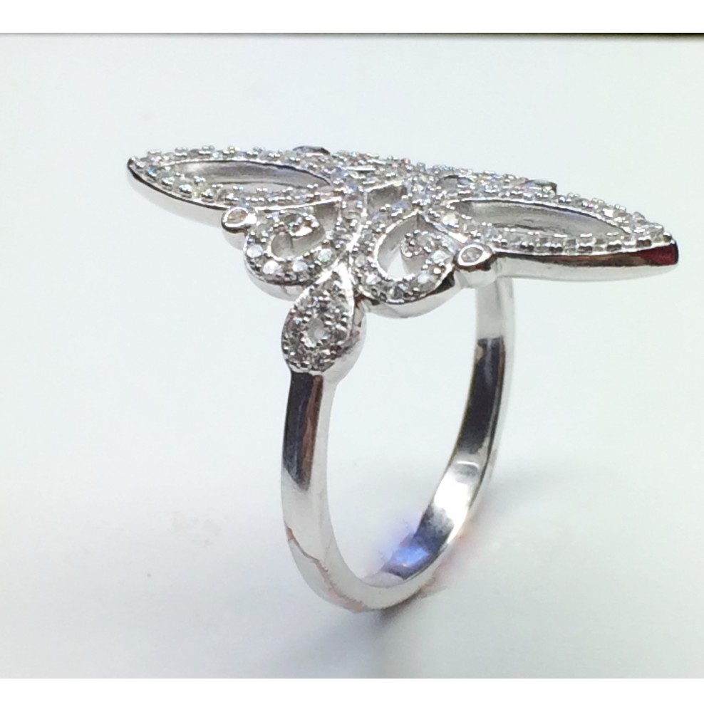 Bague En Argent Sterling 5.60g Avec Zircon - Taille 48, Occasion En Bon état